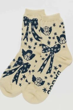 BAGGU Crew Socks - Cherub Bows