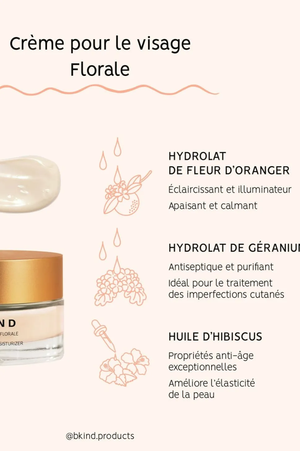 BKIND Floral Face Cream with Hyaluronic Acid