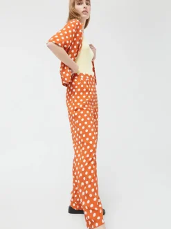 COMPANIA FANTASTICA Trousers - Orange Polka Dots