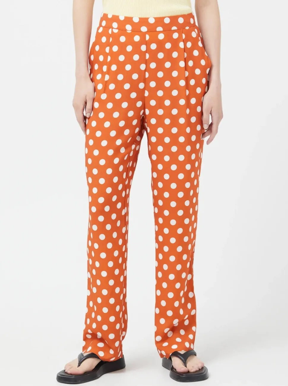 COMPANIA FANTASTICA Trousers - Orange Polka Dots