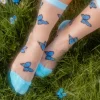 COUCOU SUZETTE Transparent Blue Butterfly Socks
