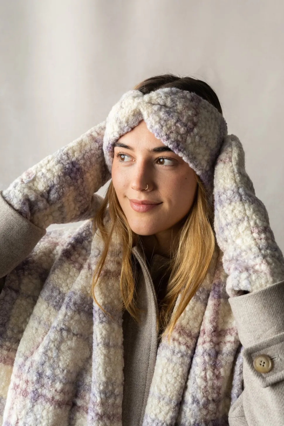 GIBOU Curly Fleece Scarf with Fringes