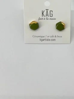 KAG Hexagon Ceramic Earrings