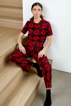 MARIGOLD Simon Pants - Red and Burgundy Flowers