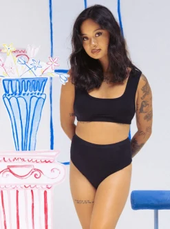 MARY YOUNG High Waisted Tanga - Black