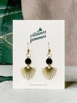 Naughty Women Fan Earrings - Black