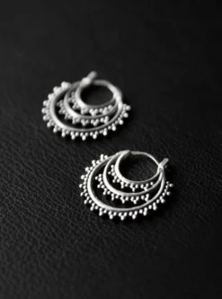NOIR KALA Seeds Of Light Hoop Earrings - Silver